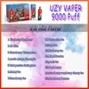 Original Uzy Vaper 9000 Puffs 9000 engångscigaretter Mesh -spole 18 ml POD Laddningsbara elektroniska CIGS RGB 0% 2% 5% VAPES DISPOBLE PULD 9K AT LACK