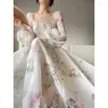 Casual jurken Franse elegante bloemen midi-jurk chiffon lange mouw avondfeest vrouw strandfee eendelig Koreaans 2024 zomer