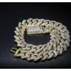 Lune glacée 925 argent 18mm Hip Hop lien collier Moissanite bijoux broche cubain lien chaîne collier