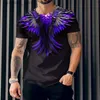 T-shirty męskie 2023 NOWA T-shirt męski 3D Wing T-shirt Hip Hop krótkie rękawa Pullover Street T-shirt Summer Mens Ubranie L240304