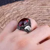 Wedding Rings Vintage Handmade Men's And Women's Carved Eagle Black Zircon Inlaid Punk Motorcycle Ring Sizes 7-13