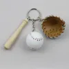 Keychains Mini Baseball Keychain med träfladdermus och Mifor Sport Theme Party Team Souvenir Idrottare Belöner gynnar Keyring -gåva för män