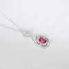 Nytt Ruby Necklace S925 Sterling Silver Water Drop 3A Zircon High End Dingle Halsband Korean Fashion Women Collar Chain Wedding Party Jewelry Valentine's Day Gift SPC