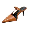 النعال مدببة إصبع القدم أحذية أحذية النساء العالي الكعب مثير الصيف الصيف 2024 فستان الأزياء Flip Flops Pumps Mujer Zapatos Slides