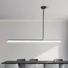 Żyrandole minimalistyczna jadalnia LED żyrandol Nordic One Word Long Strip Office BASK KUCHNY Dekorat Lampa Lampa wisząca