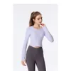 AL YOGA yogajurk dames lente en herfst sporttop met borstkussens strak korte stijl afslanken lange mouwen trendy fitnesskleding