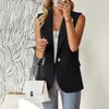 Women's Vests Office Lady Blazer For Women Solid Single Button Sleeveless Jackets Summer Elegant V Neck Blazers Vest Female Clothing