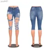 Jean femme Sexy Skinny trou Shorts jean Denim pantalon Denim droit slim jean court bleu clair S-2XL 240304