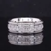 Starsgem Custom Mens Eternity Jewelry D VVS Princess Cut Moissanite10Kホワイトゴールドウェディングリング