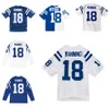 Costurado Futebol Jersey 18 Peyton Manning 1998 Branco Azul Malha Retro Rugby Jerseys Homens Mulheres e Juventude S-6XL