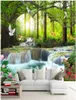 3d po papier peint personnalisé mural sur le mur vert grand arbre forêt cascade fond mur décor à la maison salon papier peint pour w2204398