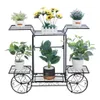 Other Garden Buildings Large Metal Flower Stand Indoor Garden Cart Plant Holder Wrought Iron Plants Display Shelf Rack Outdoor Decorating Garden YQ240304