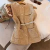 가을 겨울 트위드 재킷 슬립 벨레스 빈티지 양모 조끼 여성 의류 슬림 단추 주머니 웨이스트 코트 한국 패션 코트 240226