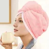 Serviette à séchage rapide pour cheveux, bonnet de douche en molleton de corail pour femmes, bain long et doux