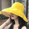 COKK Hat Women Bucket Hat Double sided Colour Summer Sunshade Sunscreen Foldable Sun Hat Beach Vacation Korean Style Wide Brim Y20198v