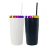 20oz colorful powder coated rainbow plated vacuum insulated stainless steel tumbler for sunflower laser engraving with lid and straw best value gifts 25pcs pack