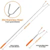 Kits 5pcs/lot Marshmallow Roasting Sticks Skewers Hot Dog Telescoping Rotating Forks Extra Long 45 Inch Stainless Bbq Barbecue Forks