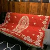 sofa kocowa okładka łóżka Koc popołudniowy północnoeuropejski szal mody osobowość moda dzianina duży czerwony dekoracyjny gobelin 240229