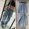 Jeans Jeans Jeans 23ss Margiela Washed Blue Knife Cut Hole Pantalon High Street Denim 230918 240304