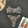 Kobiety stroju kąpielowego 2024 Kobiety seksowne lampart mikro bikini ustawione na push Up Bra Thongs Biquini High Cut Mini Swimsuit Kącika kąpielowa