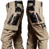 Calça tática camuflada masculina, calça militar à prova d'água ripstop swat de combate ao ar livre multi-bolso resistente ao desgaste calça cargo do exército 240219