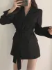 Blazers Bella Philosophy Women Autumn Blazer Dress Female 2023 Long Sameve Sashes Short Dress Business Slim Business Blazer Jacket