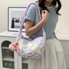 Sacs de soirée Femmes Mignon Sac à bandoulière Grande capacité Toile Messenger Star Applique Y2K Street Style School pour les étudiants adolescents