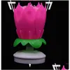 Velas musicais bolo de aniversário vela flor de lótus floral rotativa espumante acessório presente 1005 gota entrega casa jardim dhpac