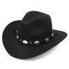 Damesmode Western Cowboyhoed met oprolbare rand Vilt Cowgirl Sombrero Caps met bezaaide leren riem287l