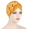 Indian Turban Flower Beanie Women Muslim Hijab Underscarf Pleated Bonnet Hat Chemo Cap Hair Loss Cover Head Scarf Wrap Skullies