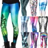 Leggings UPTOAILEI Qualität Damen Galaxy Adventure Time Enge Hose Schwarz Grün Meerjungfrau Bedruckte Leggings Schwarz Milch Leggins Sommer