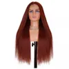 28 30 pouces Kinky perruque droite synthétique Yaki cheveux raides fibre résistante à la chaleur brun naturel Afro perruques pour les femmes noires usage quotidien 240226