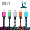 1M 3FT 2M 6FT 3M 10FT Metal Cobre Micro USB Carregador Sincronização de Dados Cabo Trançado Tipo C Cabo de Carregamento para Samsung S23 S24 Android Phone