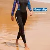 Roupa de banho feminina oulylan moda 3mm neoprene mergulho terno uma peça quente mantendo engrossado volta zíper mergulho natação wetsuit