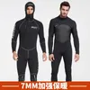 Maillots de bain pour femmes 7mm Combinaison Néoprène Épaissie Garder au chaud Combinaison de surf d'une seule pièce Plongée profonde Chasse sous-marine professionnelle à capuche