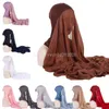 180x75 cm Instant Chiffon Hijab Muslim inre pannband Kvinnor Cap Bonnet Långt sjal med Jersey underscarf Neck Cover Headwrap Hatt