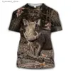 Camisetas para hombres Verano Nuevo Animal Camuflaje Hombres Camiseta 3D Caza salvaje Impreso Tees Tamaño grande Casual Cuello redondo Manga corta Tops interesantes L240304