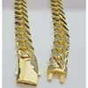 Big Guy Real 10k złota 24 mm szerokość Monaco pusta Bringling Miami Cuban Link Chain