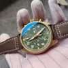 41mm boîtier en bronze véritable automatique 7750 chronographe pilote hommes montre saphir cristal étanche montre-bracelet bracelet en cuir véritable date2924