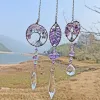 Round Natural stone amethyst tree of life Heart wall hanging Pendant Door Garden home decor Arts Ornament ZZ