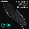 ALP XHP 2 Stuks 6U 72g Ultralight G4 T700 100% Originele Full Carbon Fiber 22-30Lbs Bespannen Professionele Badminton Racket met Zak 240227