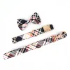 Collars Navy Plaid Dog Collar Bowtie with Matching Leash,Engraved Option