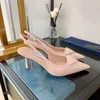 2024 Summer Sandal Women High Heels Borsted Leather Slingback Pumpar Patent Läder Sling Back Shoes Point Toe Dress Party Wedding Luxury Designer Heel Shoe Box