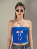 Women's Tanks Women Y2K Tube Tops Summer Backless Slim Bandeau Crop Vintage Aesthetic Print Strapless Shirts Streetwear