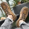 Hotsale män kvinnor mesh löpskor läder mjuk komfort svart vit brun mörkgrå röda beige rosa gröna herrtränare sport sneakers gai