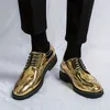 Zapatos de vestir Hombres Brogues con punta de ala de color sólido con parte superior de cuero de microfibra Cordones transpirables resistentes al desgaste para ocasiones de fiesta en clubes nocturnos