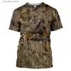 Men's T-Shirts Camouflage hunting animals wild boar 3D T-shirt summer leisure mens T-shirt fashion street womens pullover short sleeve bird L240304