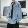 남자 캐주얼 셔츠 한국 패션 남성 긴 소매 탑 스프링 가을 2024 Mens Harajuku 대형 셔츠 버튼 업 blouses l11