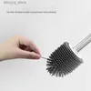 Brosses de nettoyage Brosse de toilette espace aluminium sans Angle mort longue poignée brosse en Silicone sans poinçonnage tenture murale maison salle de bain outils de nettoyage SetL240304