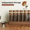 Tools Coffee Beans Storage Container Coffee Tea Test Tube Glass Bottle with Walnut Display Rack Espresso Coffee Accessories
